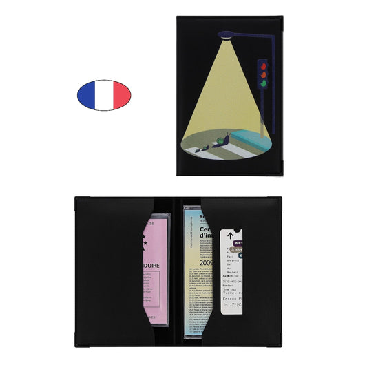 Étui porte papiers voiture moto motif passage escargots – simili cuir – ancien permis et carte grise – fabriqué en France - canocea
