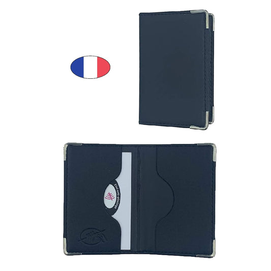 Étui anti-piratage 2 cartes bancaires en simili cuir noir, fabrication française, protection RFID - canocea