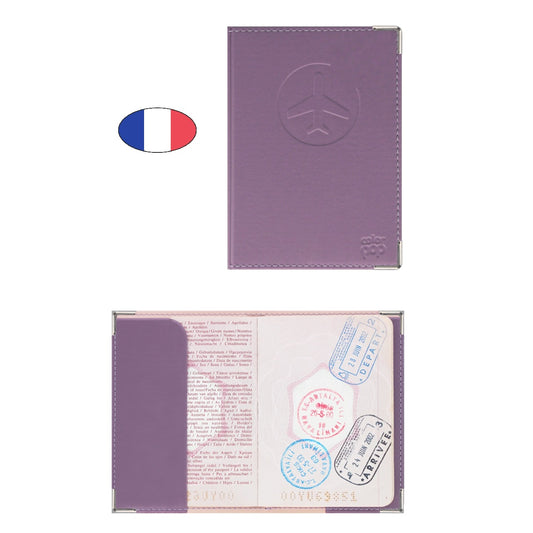 Protège passeport anti-piratage violet pastel – simili cuir – fabriqué en France – étui RFID sécurisé - canocea
