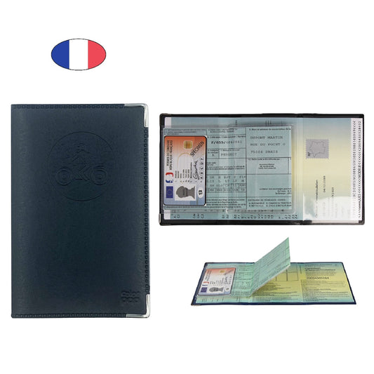 Étui porte papiers moto noir – simili cuir – carte grise et permis – fabriqué en France - CANOCEA
