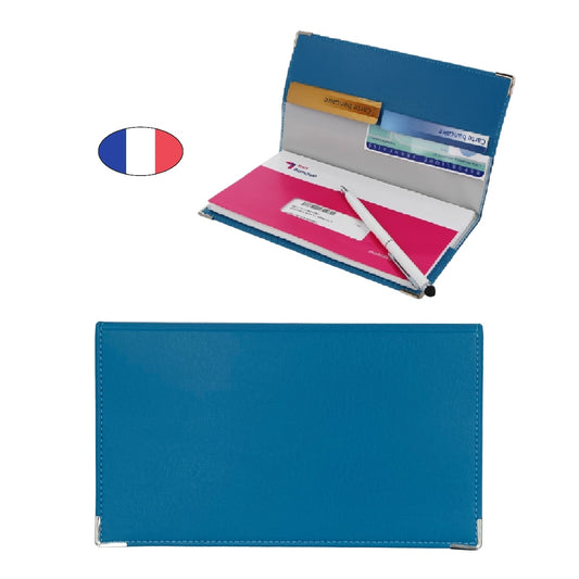 Étui anti-piratage 2 cartes bancaires en simili cuir violet, protection RFID, fabriqué en France - canocea