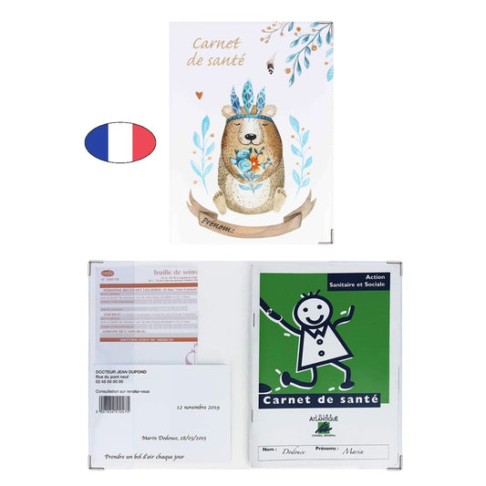 Protège carnet de santé motif hérisson indien – PVC – fabriqué en France – étui ordonnances imperméable végan -  canocea
