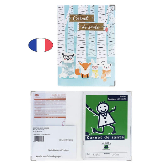 Protège carnet de santé animaux dans la forêt – PVC – fabriqué en France – étui ordonnances bébé - canocea
