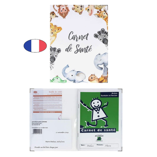 Protège carnet de santé animaux de la jungle – PVC – fabriqué en France – étui ordonnances bébé - canocea

