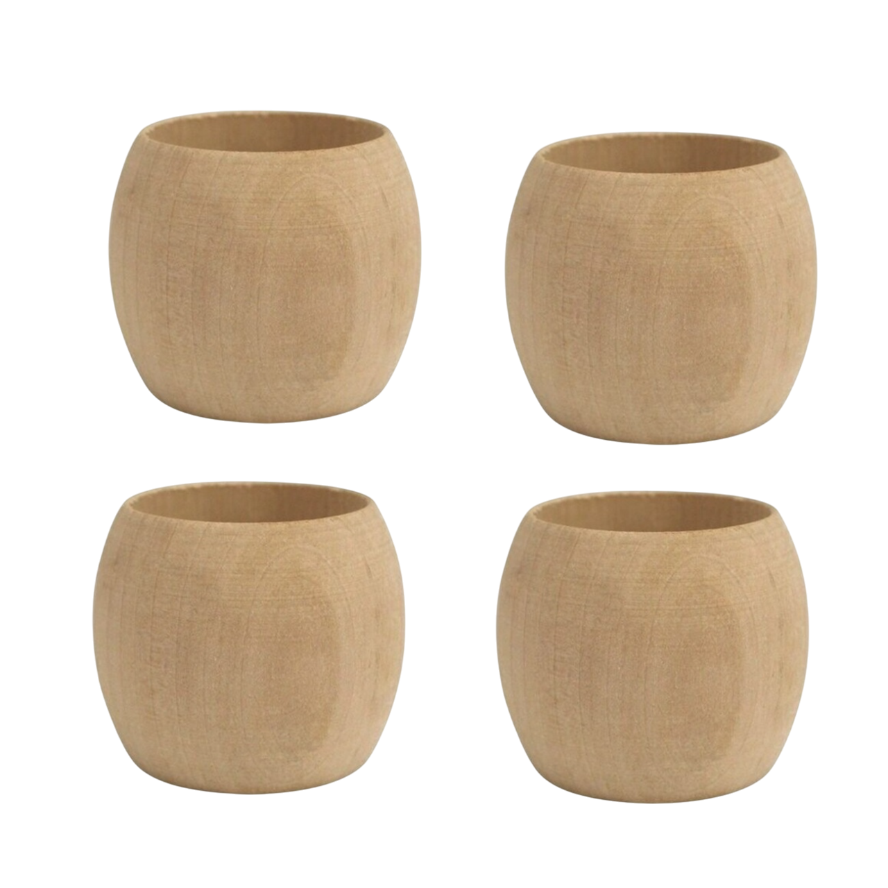 Lot de 4 ronds de serviette en bois brut à décorer – 5 cm – DIY et loisirs créatifs. Canocea France