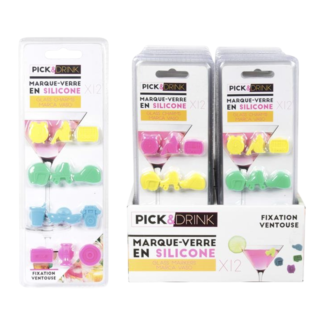 Marque-verres charms colorés pour apéritif et soirée festive. Canocea France