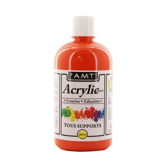 Peinture acrylique - orange - 500ml - tous supports - spécial enfants collectivités, école