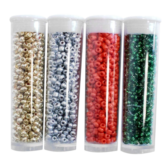 Perles de rocaille - multicolore - Lot de 4 tube de 8 grammes - noël couleur