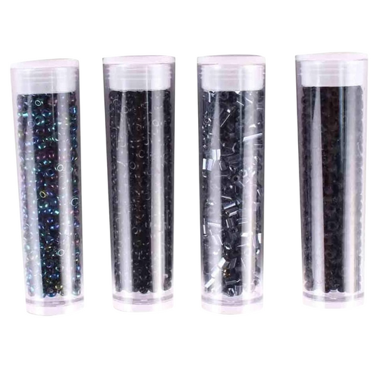 Perles de rocaille - noir- Lot de 4 tube de 8 grammes