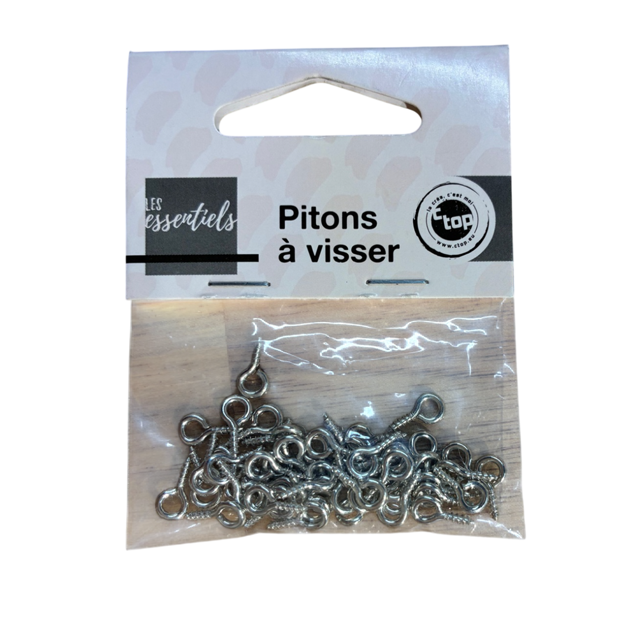 50 crochets à vis pitons argentés en métal. Canocea France