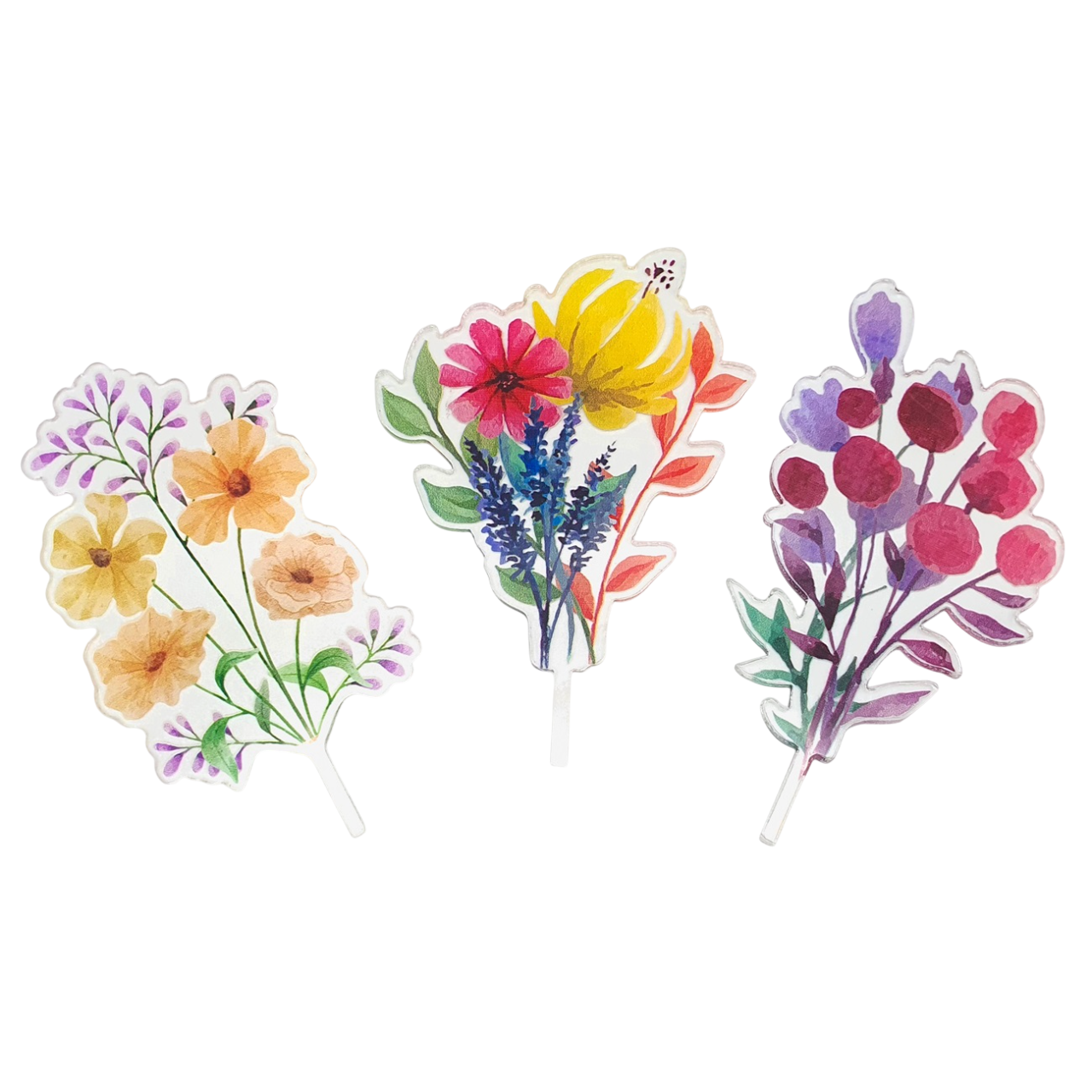 Embellissement bouquet fleur acrylique 3 pièces décorations DIY. Canocea France