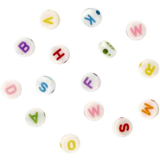 Perles acryliques - rondes lettres - D3 mm - environ 373 perles