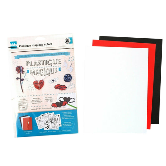 Kit plastique magique thème amour – 3 feuilles 20x28 cm – 30 dessins à créer-canocea

