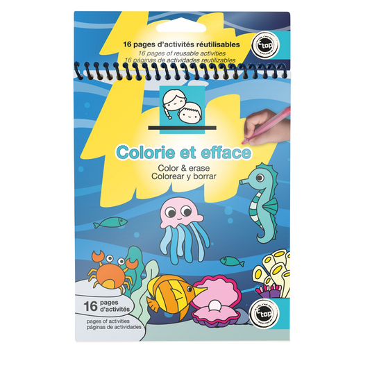 Carnet d’activité magique réutilisable thème Sous la mer, 16 pages effaçables. Canocea France
