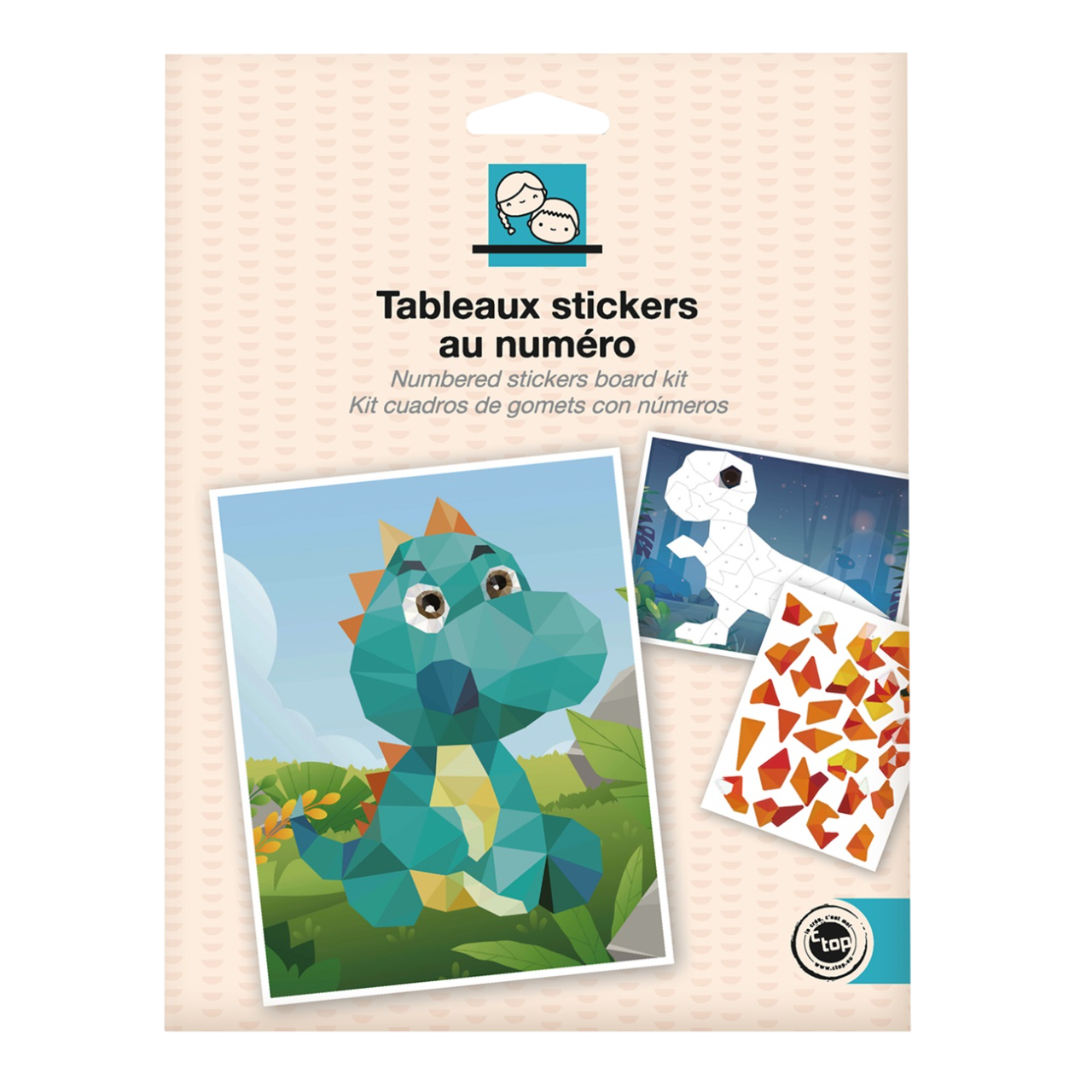 Kit tableaux stickers au numéro - dinosaures - 2 pièces - A5 (14,8 x 21 cm)