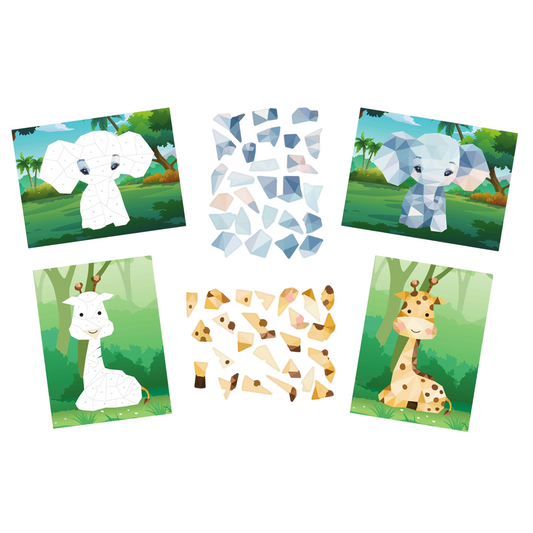 Kit tableaux stickers au numéro - éléphant et girafe - 2 pièces - A5 (14,8 x 21 cm)