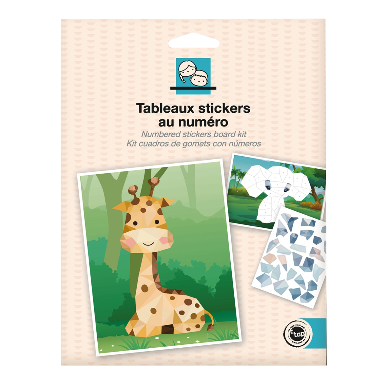 Kit tableaux stickers au numéro - éléphant et girafe - 2 pièces - A5 (14,8 x 21 cm)