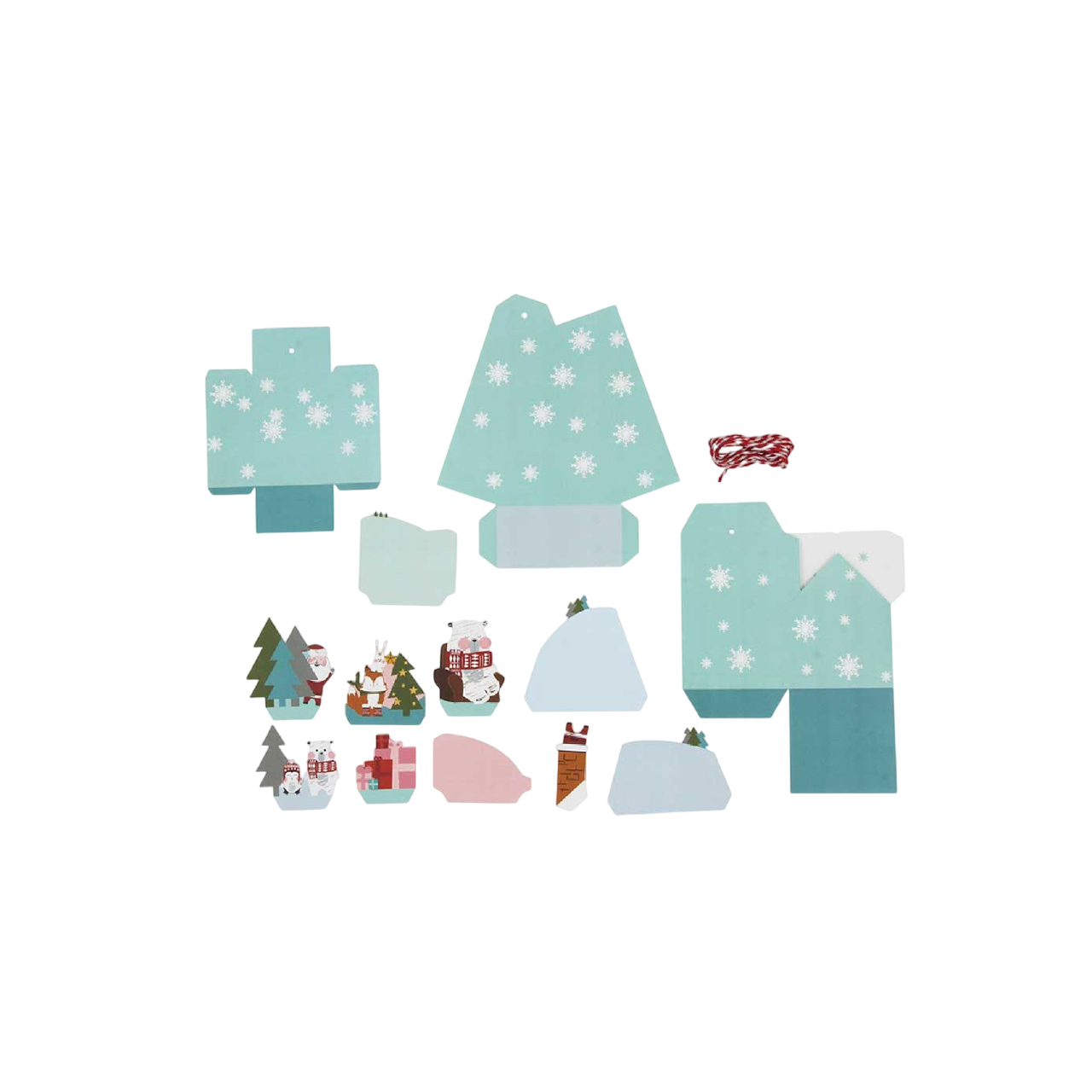 Suspension à monter en papier noël - 7,5 x 11 cm, 6,8 x 5 cm et 6,5 x 8 cm - 3 pièces