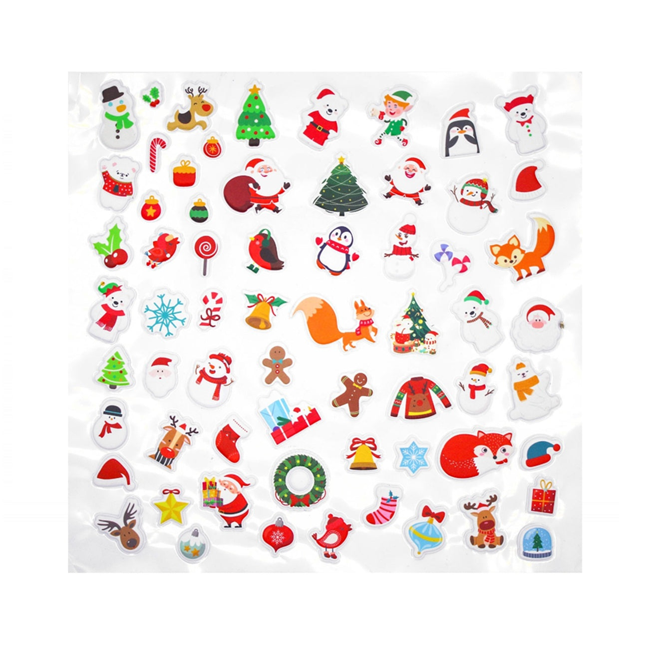Gommettes 3D caoutchouc divers noël  - 64 pièces - de 1 à 3,3 cm