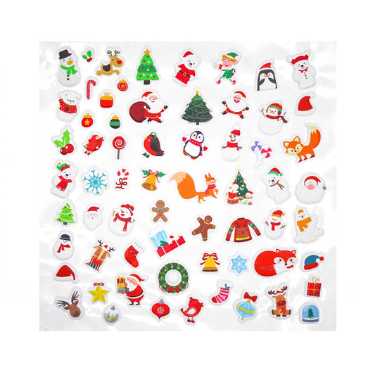 Gommettes 3D caoutchouc divers noël  - 64 pièces - de 1 à 3,3 cm