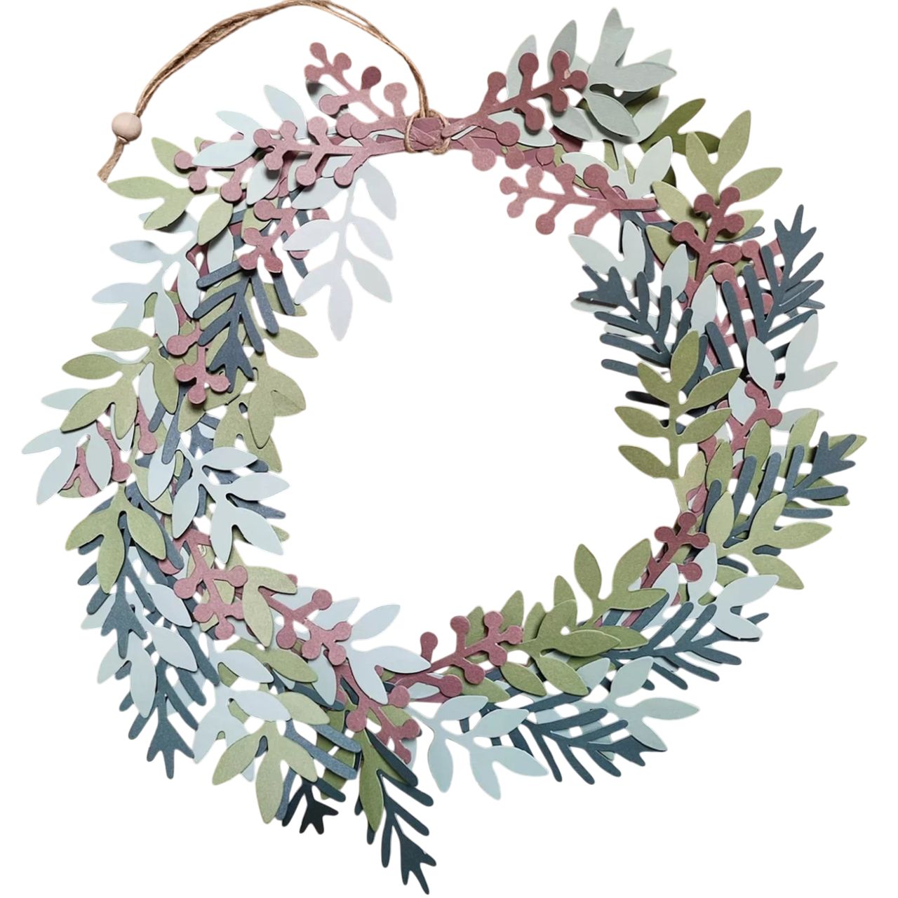 Couronne de noël à assembler en papier cartonné - esprit scandinave  - D20 cm- 63 pièces