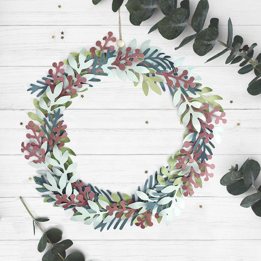 Couronne de noël à assembler en papier cartonné - esprit scandinave  - D20 cm- 63 pièces