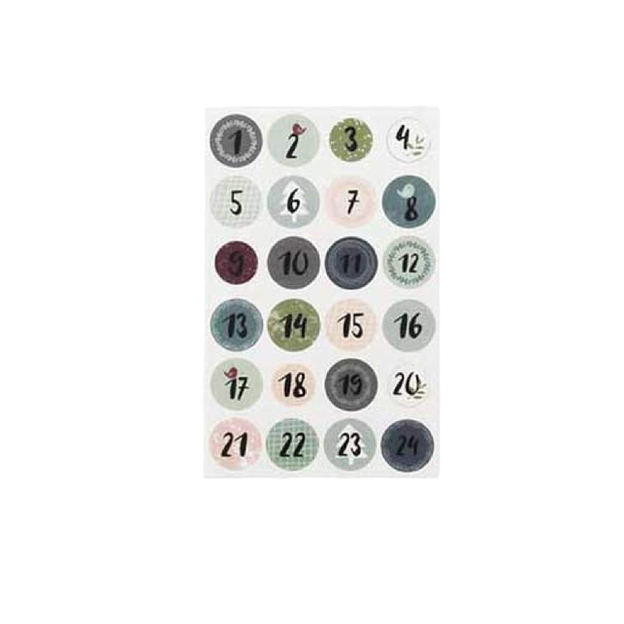 Stickers adhésifs 24 chiffres de 1 à 24 - Rond - de Diamètre 3 cm