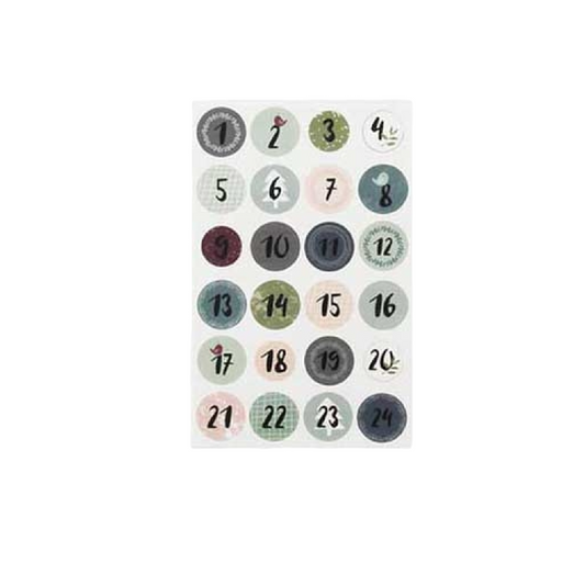 Stickers adhésifs 24 chiffres de 1 à 24 - Rond - de Diamètre 3 cm