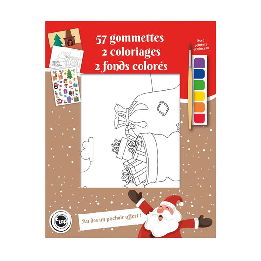 Kit de coloriage de Noël complet avec peinture, pinceau et gommettes.. Canoce France