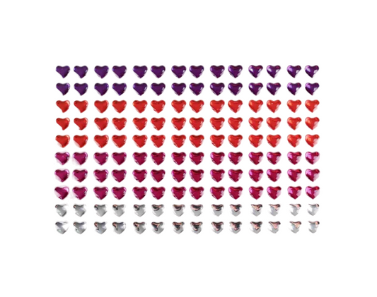 Stickers strass cœur - multicolore - 140 pièces - de Diamètre 0,6 cm
