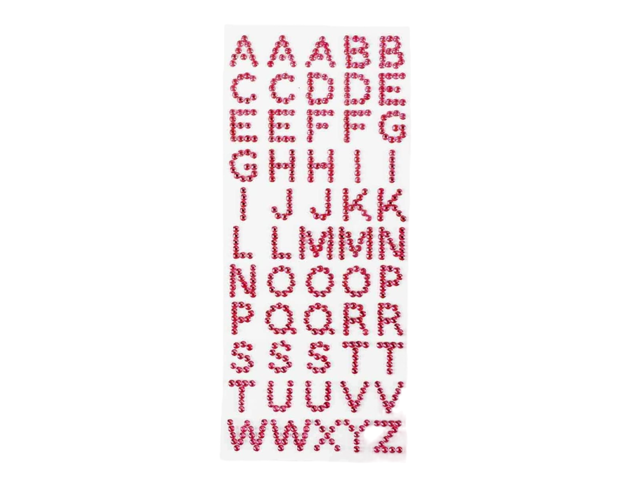 Stickers strass alphabet - rose - 55 lettres - de Hauteur de  1,6 cm