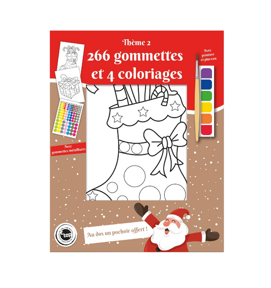 coloriage Noël bonhomme de neige A5 avec pinceau. Canocea France