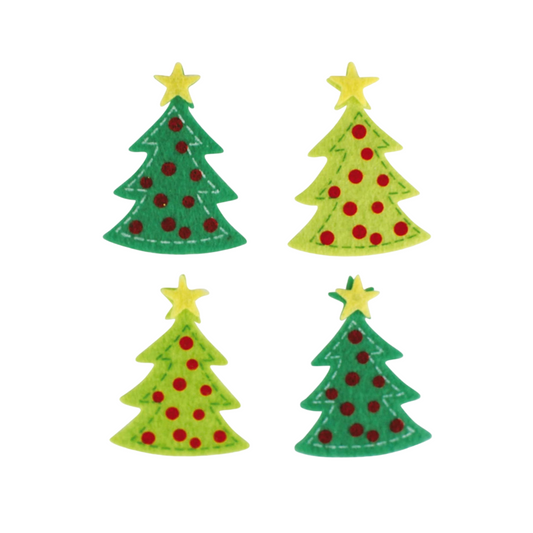 Stickers adhésifs sapins - feutrine  - 20 pièces - 5 cm x 4 cm
