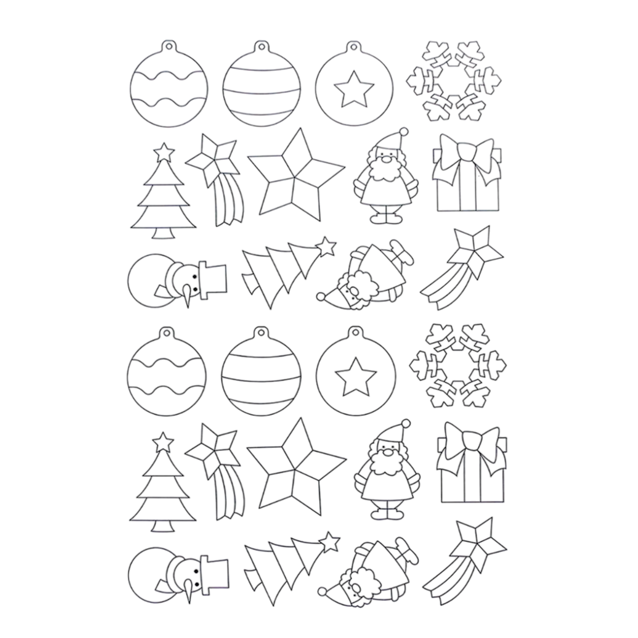 Gommettes de noël à colorier - 52 pièces - de 4 à 5 cm