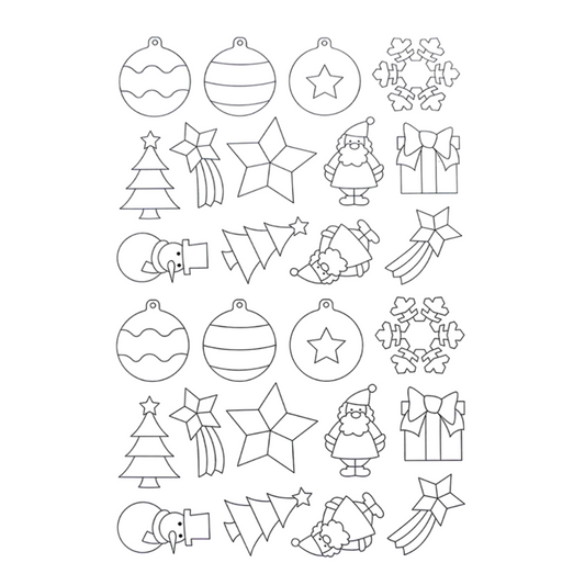 Gommettes de noël à colorier - 52 pièces - de 4 à 5 cm