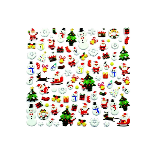 Stickers 3D caoutchouc divers noël - 93 pièces - de 0,5 à 4,5 cm - puffy
