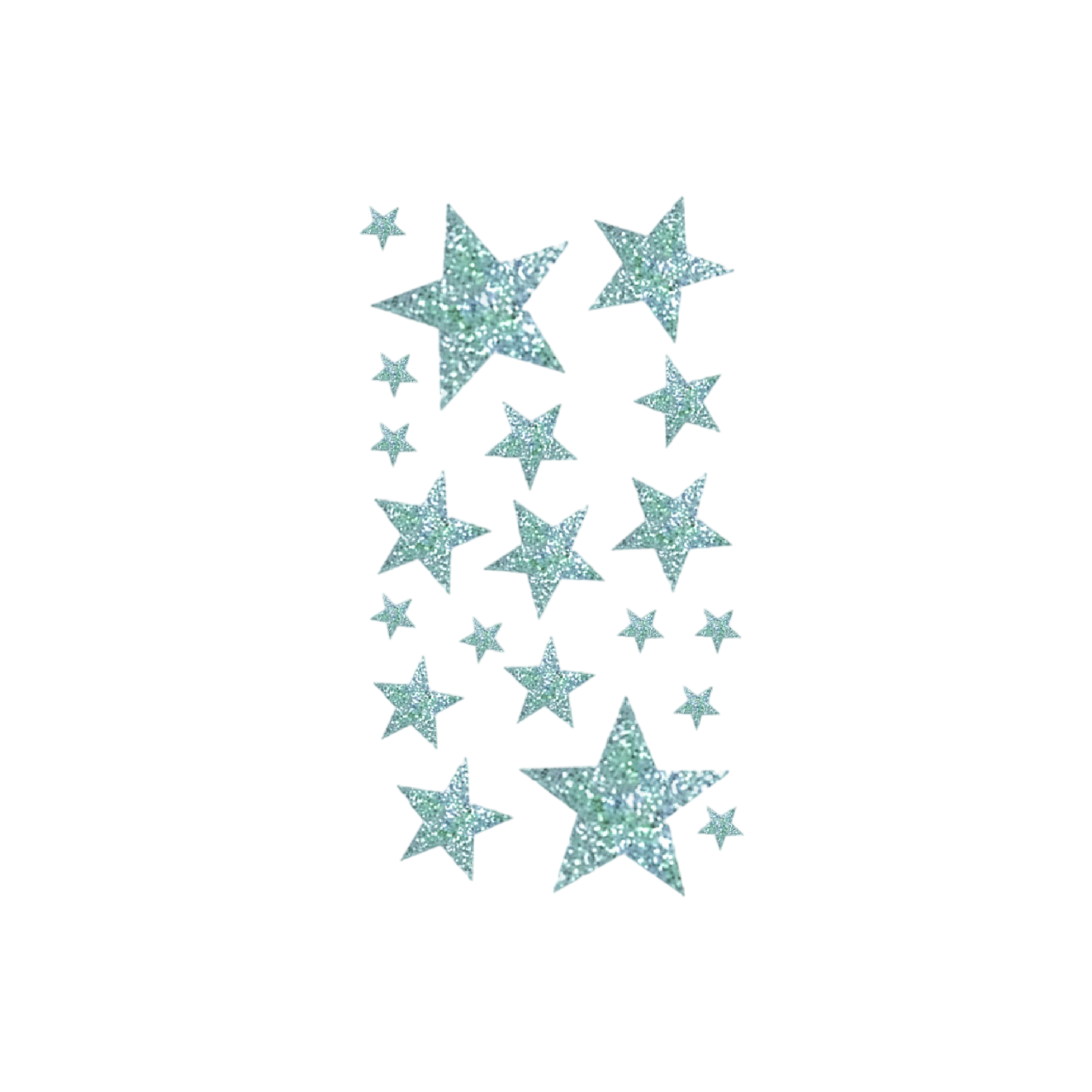 Stickers étoiles - argentées pailletées  - 20 pièces - de 1 à 5 cm