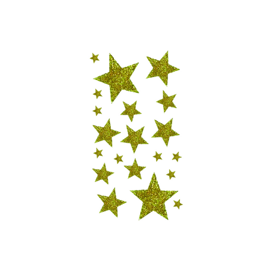 Stickers étoiles - dorées pailletées  - 20 pièces - de 1 à 5 cm