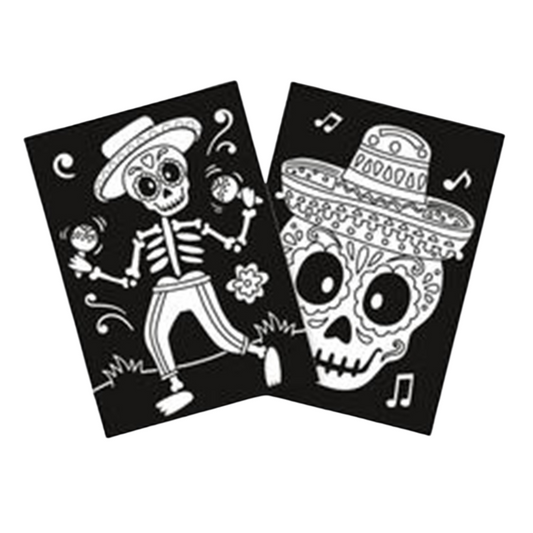 Coloriages velours squelette Halloween - 15 x 21 cm - anti dépassement  - 2 pièces