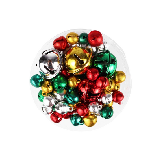 Lot de 60 grelots multicolores de Noël en métal. Canocea France