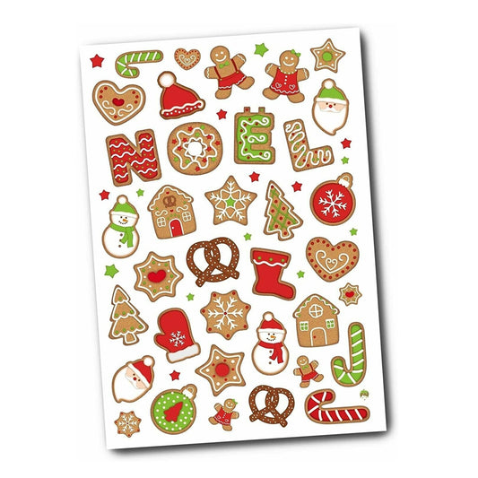 Transfert à sec Gourmandises de noël - 64 pièces - de 0,60 à 3,50 cm