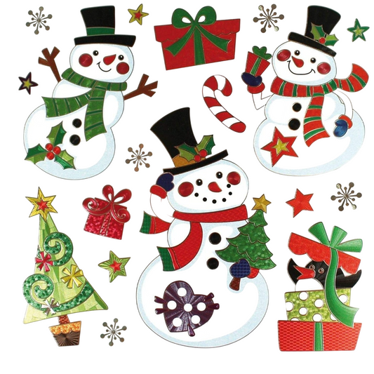Gommettes effet métallisé Bonhomme de neige - 18 pièces - de 1 à 12 cm