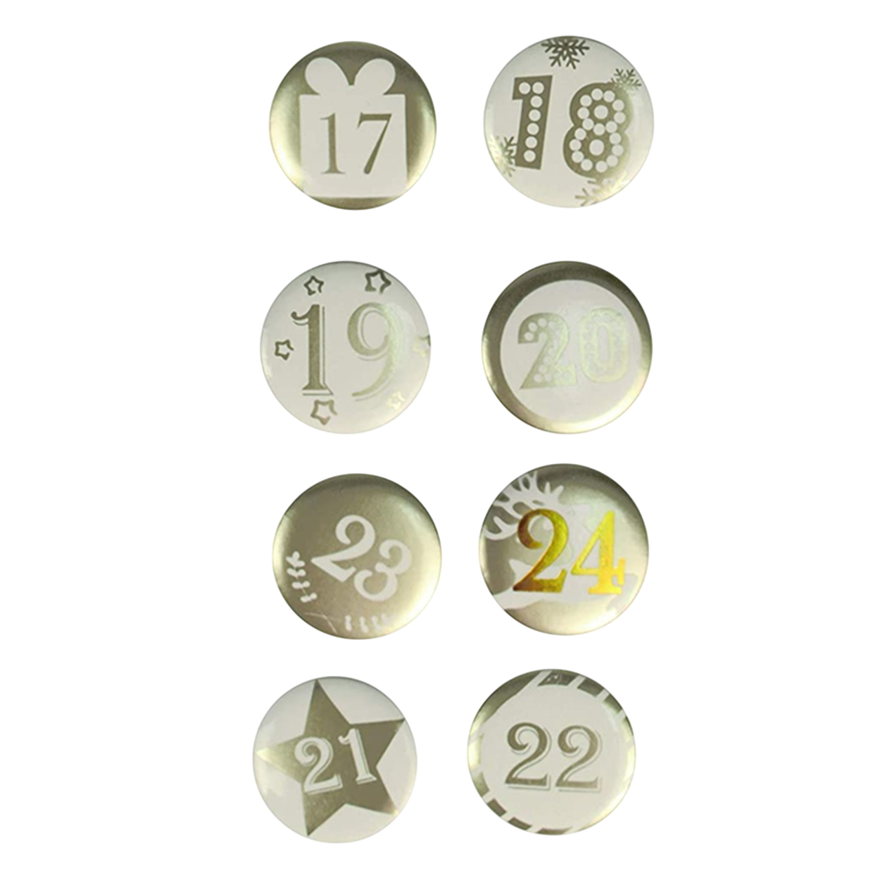 lot de 24 badges métal 2,5 cm or et blanc. Canocea France