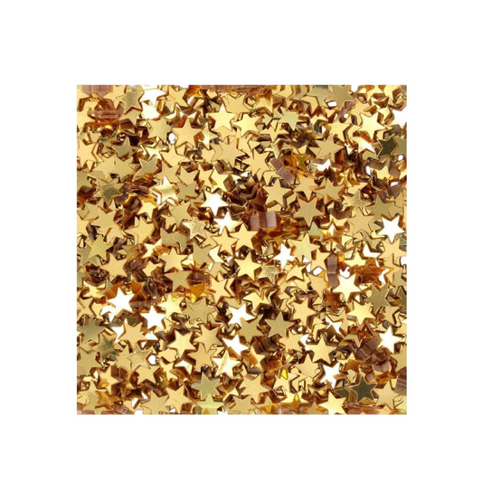 Sequins étoiles dorés pailletés en sachet de 50 g pour loisirs créatifs. Canocea France