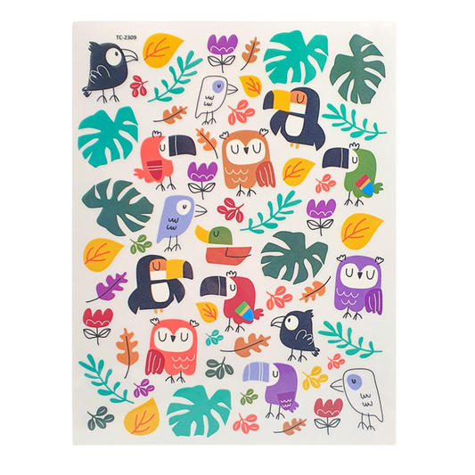 Transferts à sec oiseaux tropicaux – décalcomanies DIY – 60 pièces. Canocea France