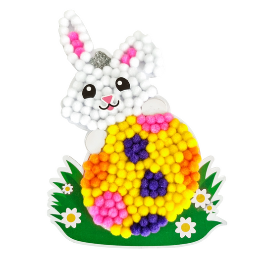 Kit création lapin en pompons 13,7 x 18 cm pour activité DIY enfants. Canocea France