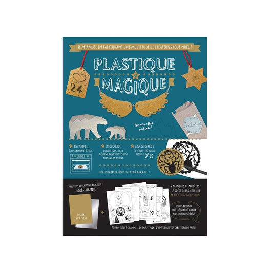 Kit plastique magique Noël doré et argenté – 2 feuilles + 6 modèles à colorier - canocea
