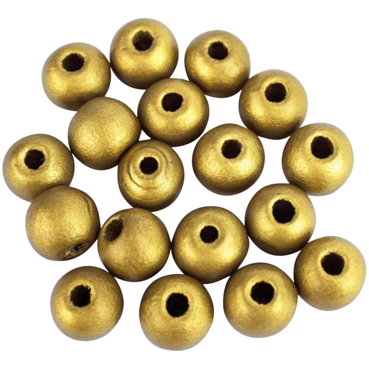 Perle bois - doré - D1,2 cm - 170 pièces