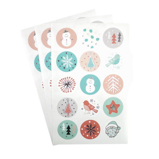 Stickers emballage ronds effet métallisé - 45 pièces - D 2,5 cm