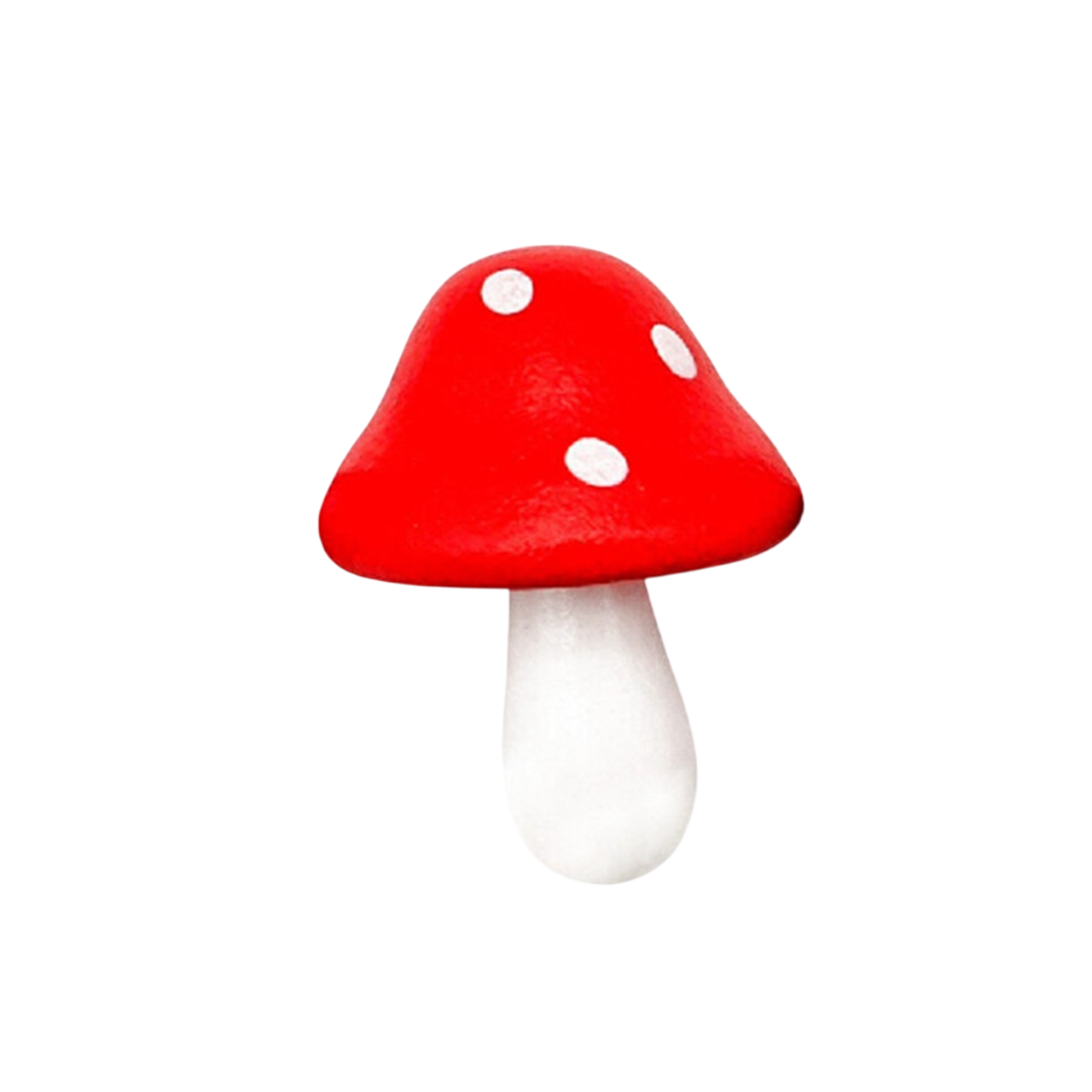Champignon en bois rouge à pois blancs avec pied percé pour loisirs créatifs. Canocea France